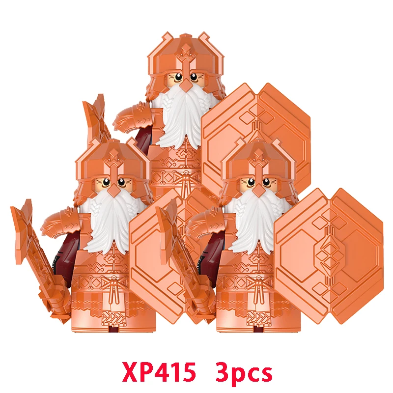 3pcs The Lonely Mountain Goat Orichalcos Azurite Armor Dwarf Model Blocks MOC Bricks Set Gifts Toys For Children KT1054