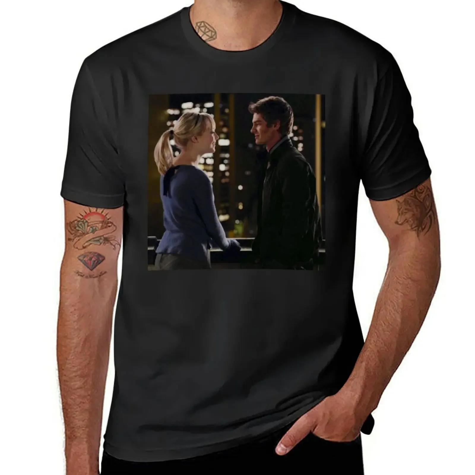 Peter and Gwen Stacy scene by stas T-Shirt anime stuff tees graphic tee shirt men tshirt