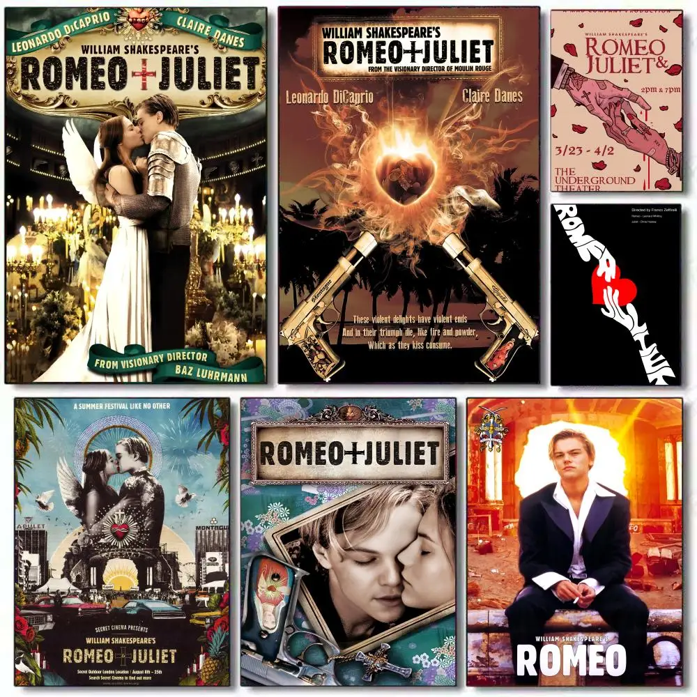 

R-Romeo and JulietS Painting Calligraphy Canvas Poster: Crease Free Waterproof Durable All Space Wall Decor