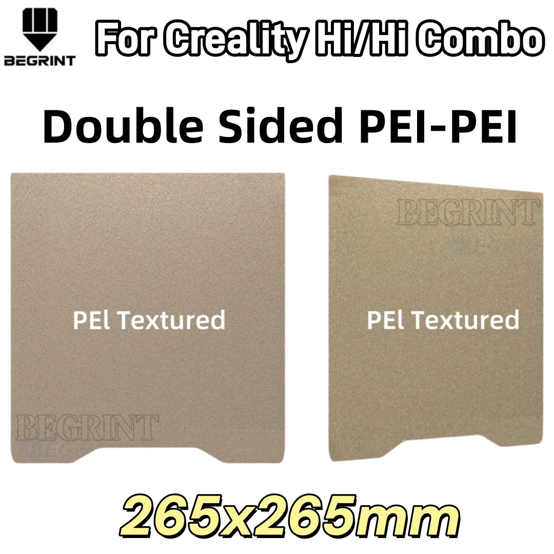 

For Creality Hi/Hi Combo 265x265mm Double Sided PEI Build Plate Spring Steel High Adhesion 300℃ Heat Resistant 3D Printer Parts