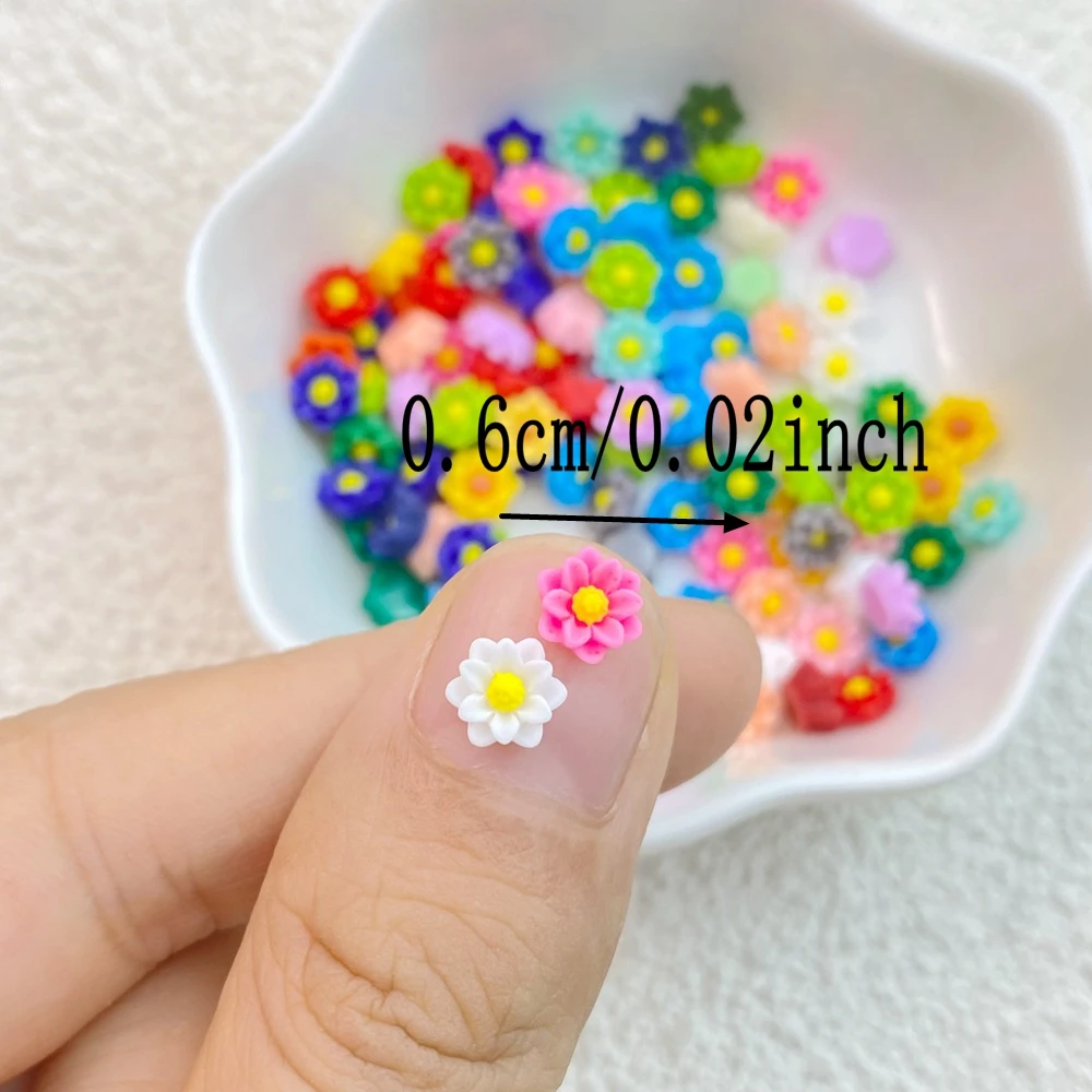 100Pcs New Cute Resin Mini Flower Series Kawaii Girl Heart Decorative Accessories Super High Face Value Nail Decoration