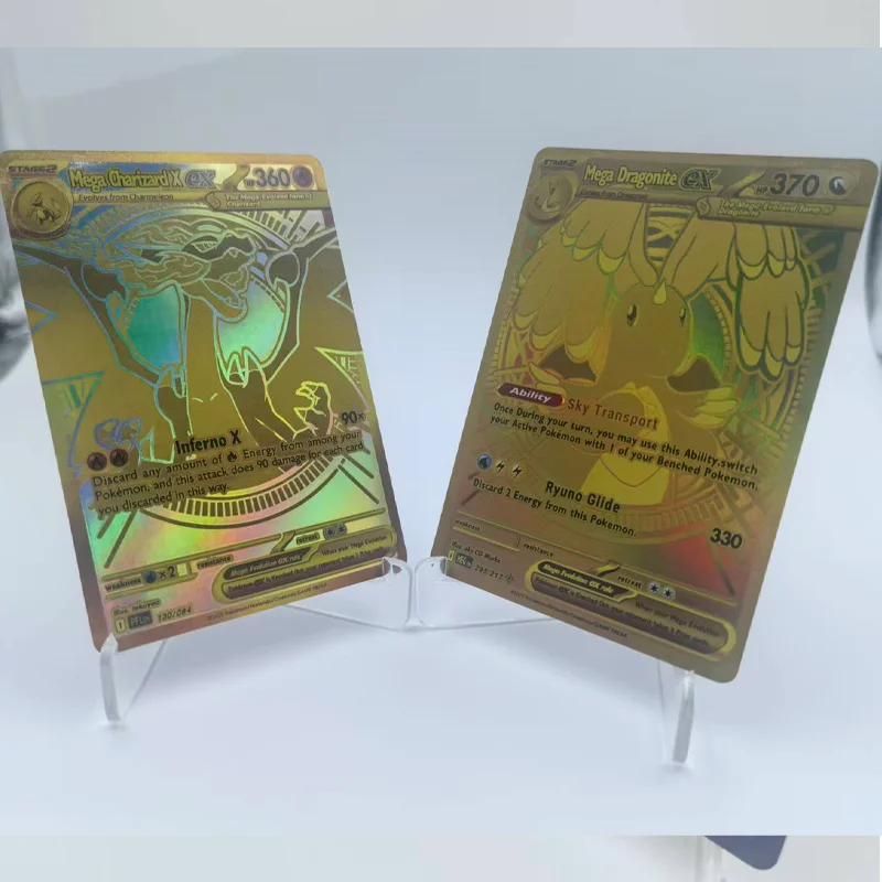 การ์ดเกมอนิเมะคอลเลคชั่น DIY Pkm ฉบับภาษาอังกฤษ Mega Gardevoir Ex, Mega Lucario Ex, Mega Dragonite, Mega Charizard X, Inferno X