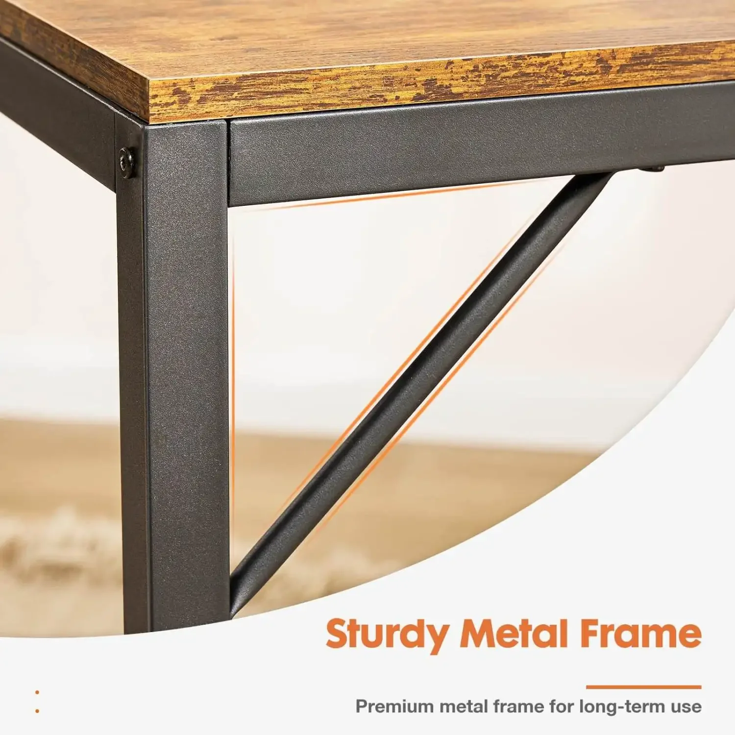 Modern Simple Style Home Office Writing Desk with 2-Tier Drawers Storage,Black Rustic,47IN desk