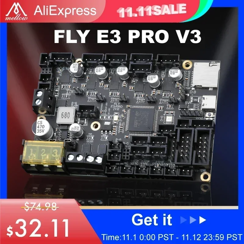 Nouveau! Gloomy FLY RRF E3 PRO V3.0 Wifi 1.6 M/S 32 bits carte de commande TMC2209 pièces d'imprimante 3D mise à niveau Ender 3/5 Duet 2