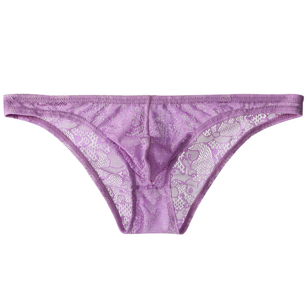 

1pc Sexy Men's Sheer Lace Seamless Briefs Shorts Underwear Elastic Low Rise Breathable Bulge Pouch Panties Male