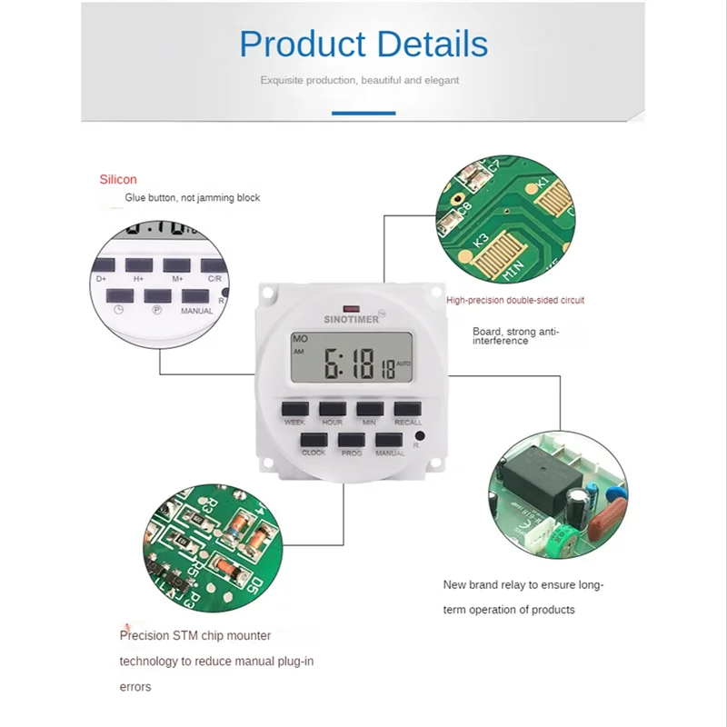 A23F-1 قطعة Sinotimer Tm618n-2 Lcd الرقمية مؤقت قابل للبرمجة التبديل 220 فولت التيار المتناوب 1.6 بوصة مع التتابع داخل وظيفة وقت العد التنازلي
