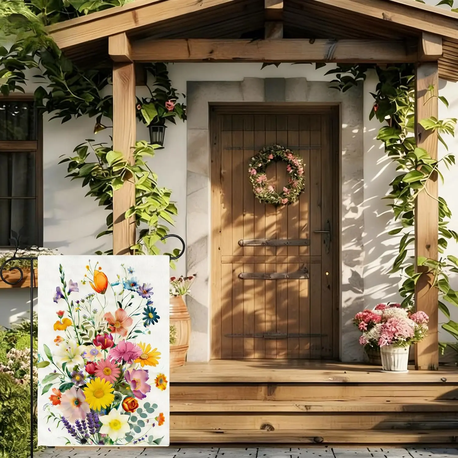 Spring Summer Colorful Floral Garden Flag 12x18 Inch Double Sided Outside Farmhouse Holiday Courtyard Decoration Flag MMZ