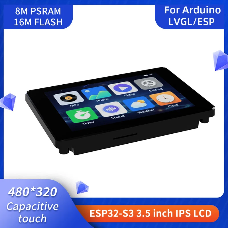 esp32-s3開発ボード-wifi-bt-35インチipsタッチスクリーン-8mp-psram-16mフラッシュ-arduino用-lvgl-480-320スマートディスプレイ