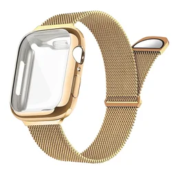 Milanese Case+Strap for Apple Watch Band Ultra 49MM 41mm 40mm 44mm 38mm 42mm TPU Screen Iwatch Series 9 8 7 6 SE 5 4 Correa 45mm