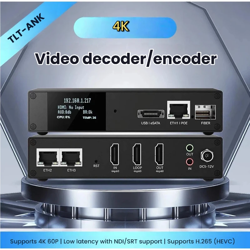 

HDMI-compatible Encoder Decoder 4K P60 SRT NDI SRT High compression rate 1x4k@60 RTSP/RTMP/HTTP/HLS H.265+smartP subtitles