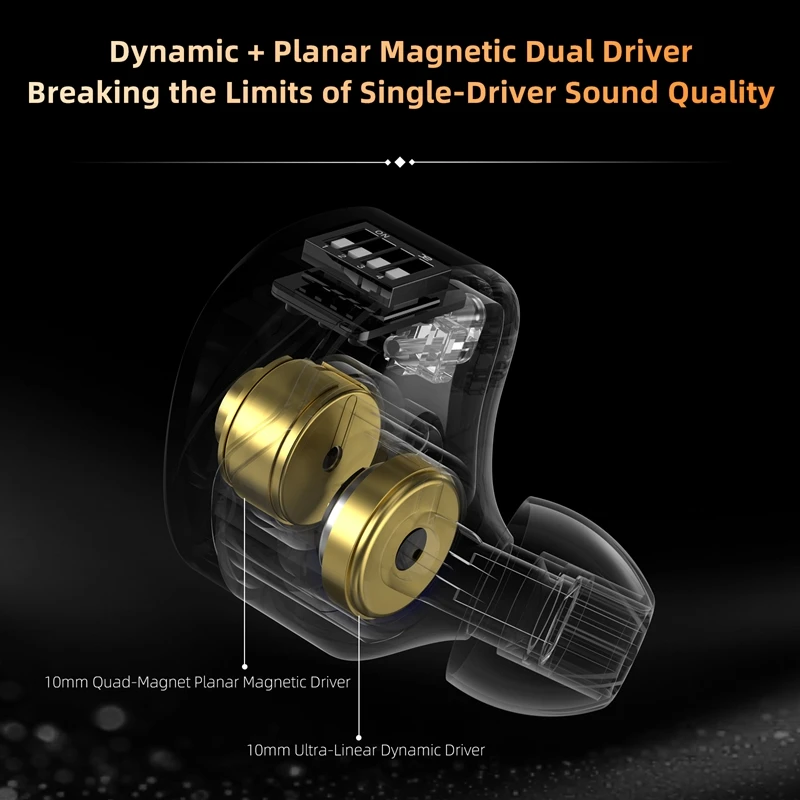 KZ Castor Pro 2 In Ear Earphone Dynamic Planar Magnetic Dual Driver HiFi Sound Tunable Portable Wired Headset - view 2