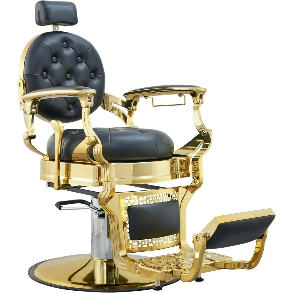 

Swivel Chair for Barbershop Barber Chairs Nail Salon Chairs Barbering Equipment Hairdressing Hair Furniture Commercial(Golden)