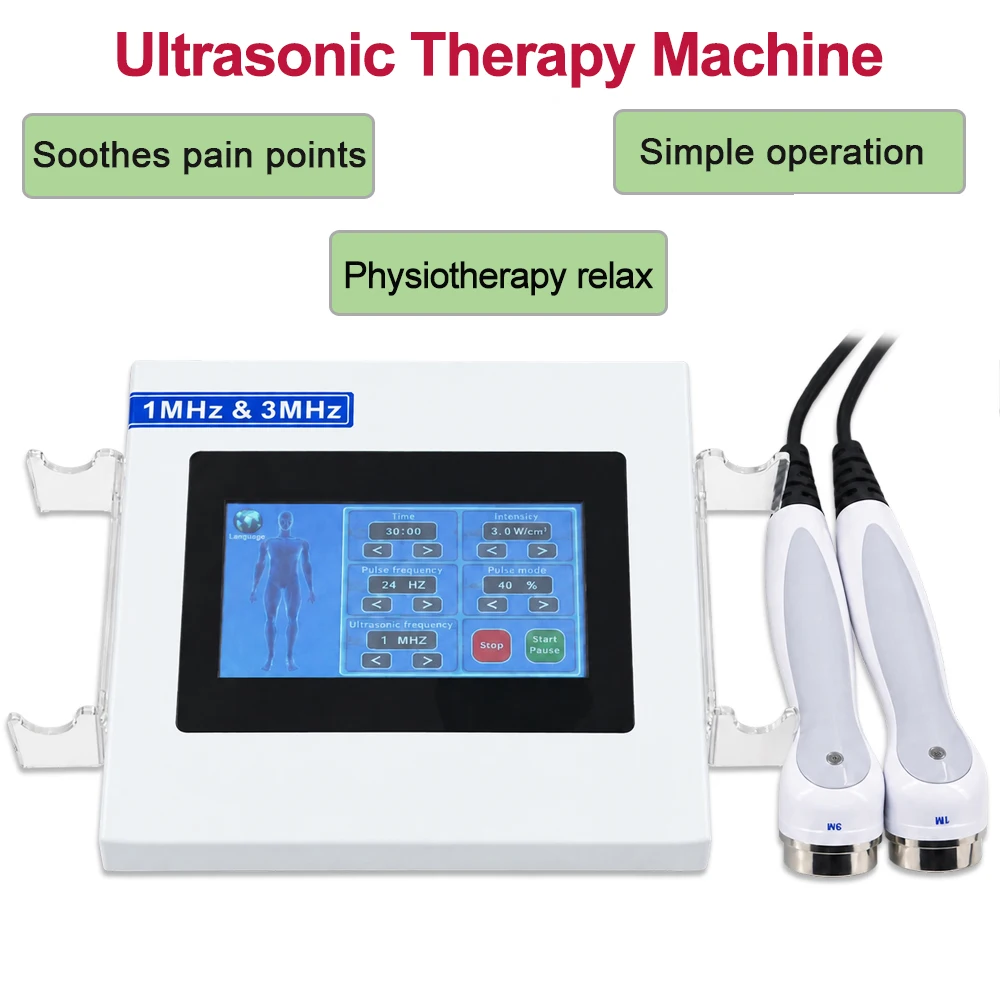 3MHZ Ultrasound Therpay Machine For Neck Massager Body Relax Massager New Dual Handle Touch Screen 5 Languages Ultrasonic Device
