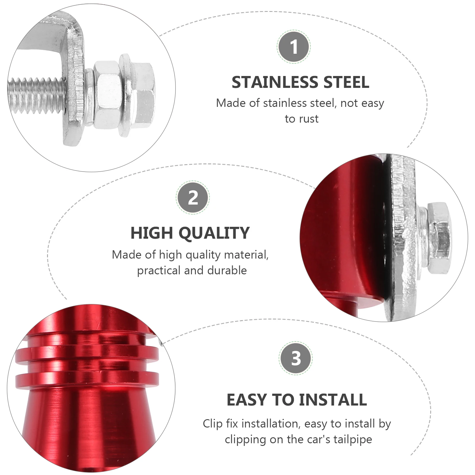 

2PCS Whistle Sound Simulator Tailpipe Air Evacuation Aluminum Red Car Modification Exhaust Whistle Vehicle Roar Maker