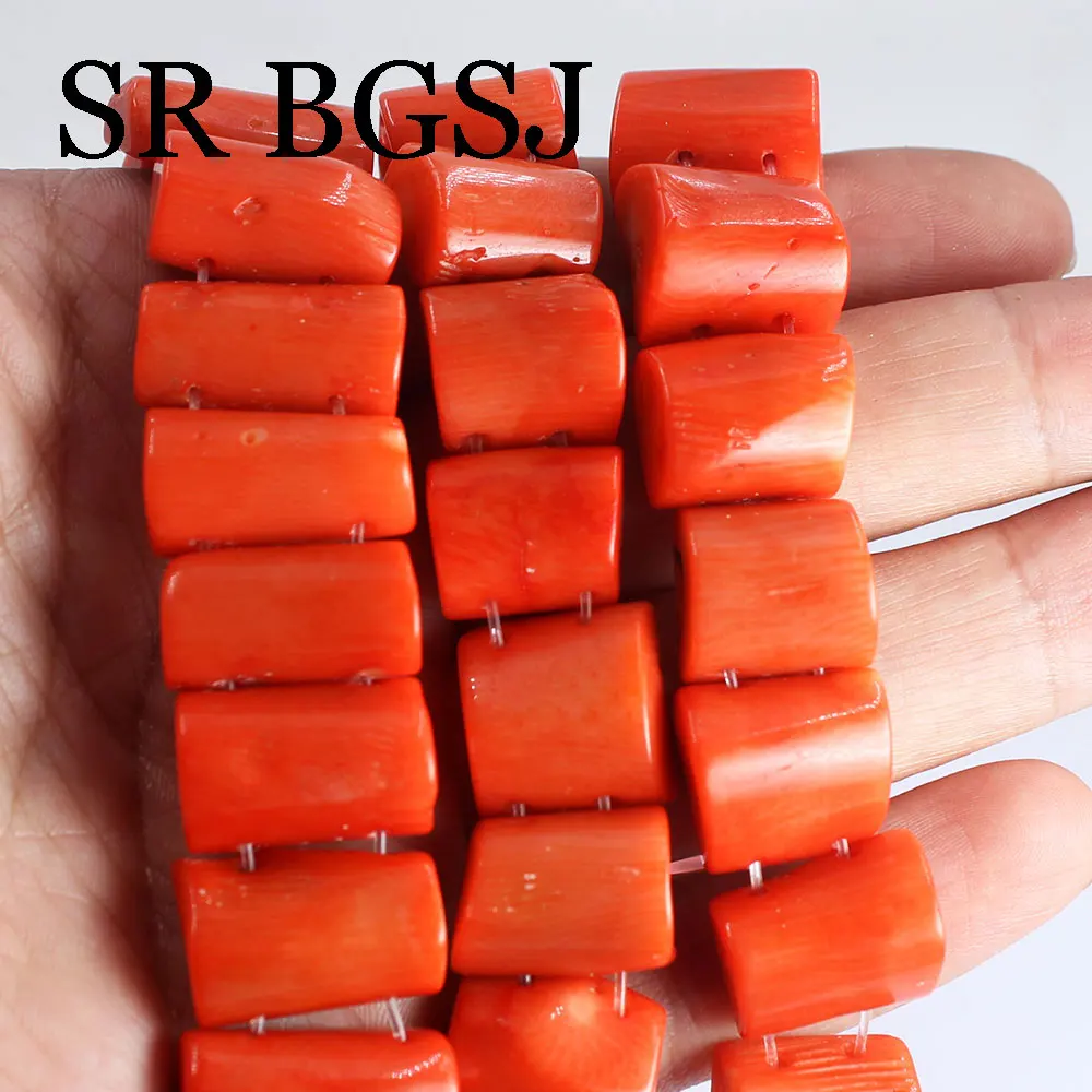 2- Hole 15inch Half Column Tube Natural Sea Bamboo Coral DIY Bracelet Loose Spacer Beads Strand