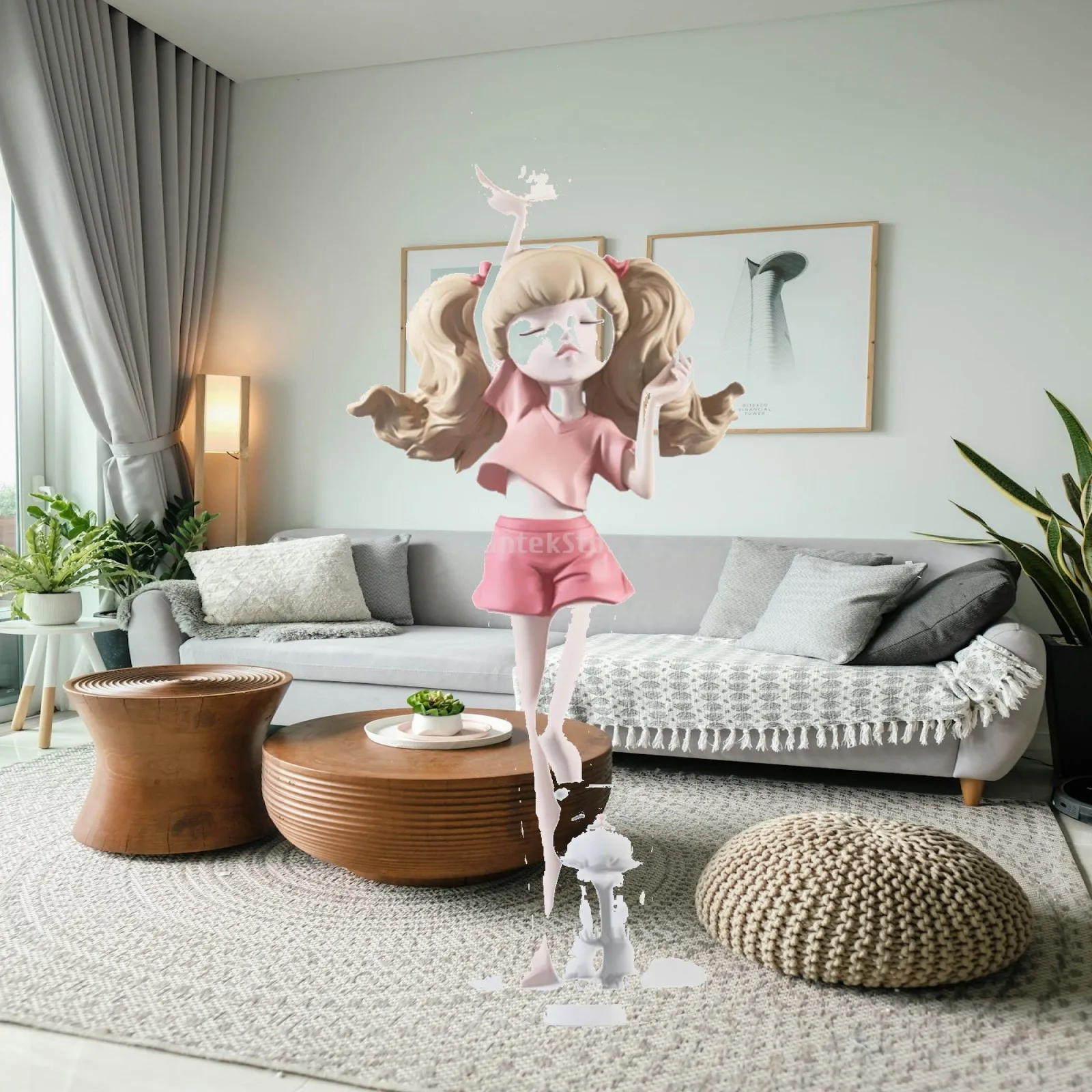 Ambient Lighting Decor For Room - Elegant Girl Figurine Lamp with Cat