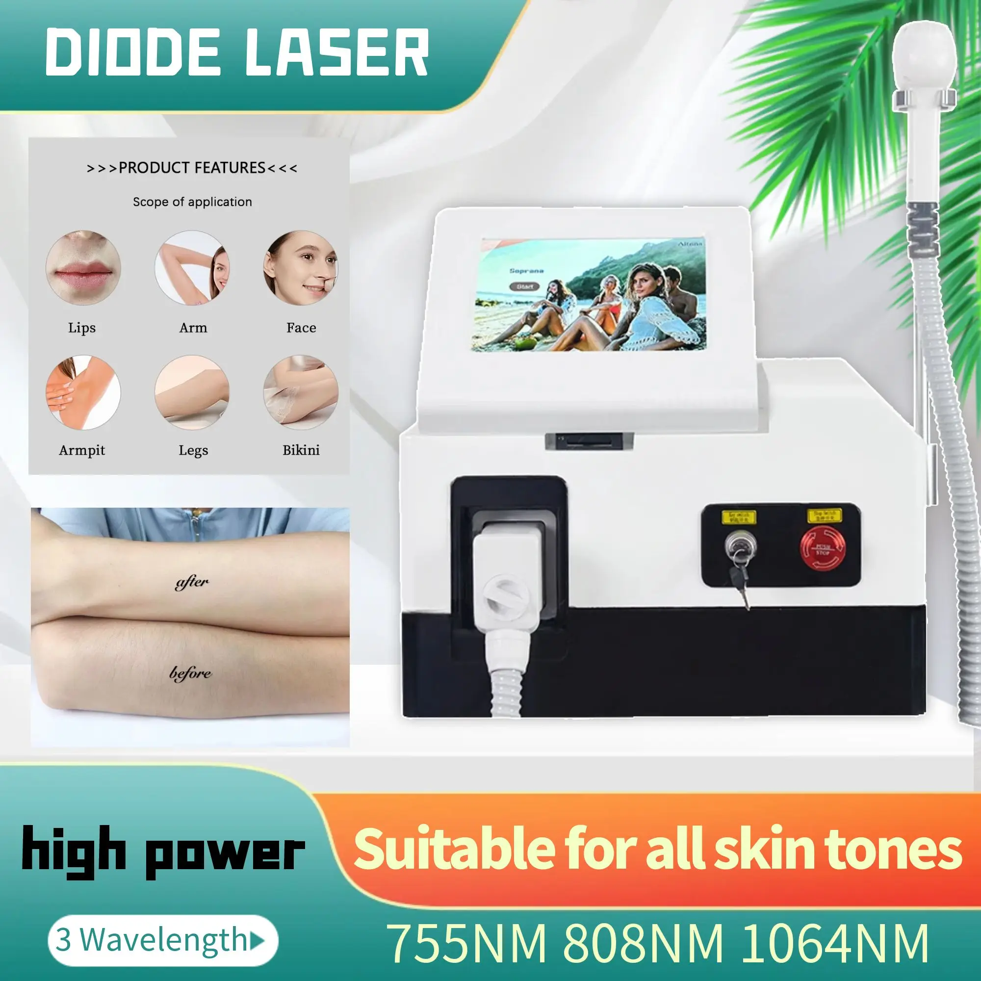 The Latest High-power Diode Hair Removal Device is Suitable For Safe, Painless, and Permanent Hair Removal on all Skin Types