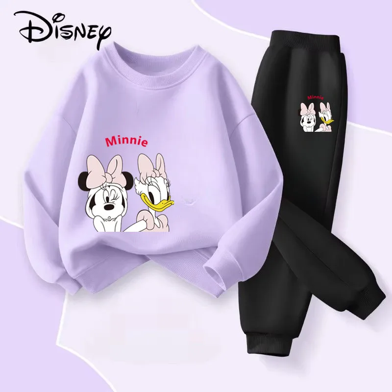 ديزني ربيع الخريف مجموعة ملابس الأطفال ميني ديزي طباعة الفتيات البلوز Sweatpant 2 قطعة دعوى الاطفال رقيقة رياضية