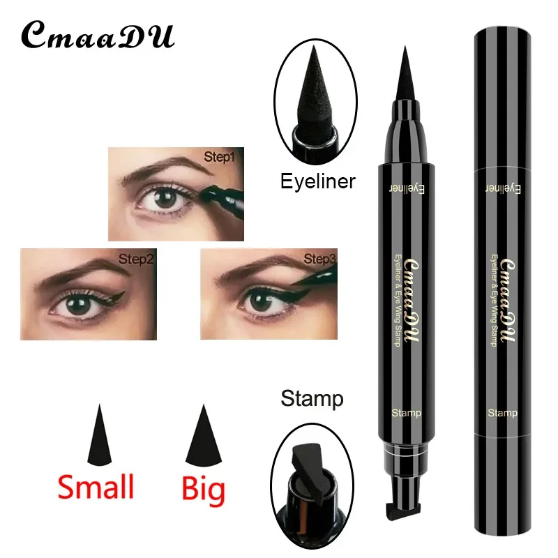 CmaaDU 2In1 Long-Wearing Liquid Eyeliner Pencil Double Head Eyes Liner Makeup Stamps Eyeliner Pencil Stamps Seal Eyleliner Pen