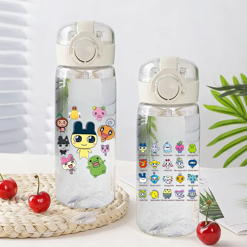 

400ML Tamagotchi Water Cup Girl Boy Cartoon Straw Cups Children Kawaii Water Bottle Outdoor Portable Plastic Drinking Bottles