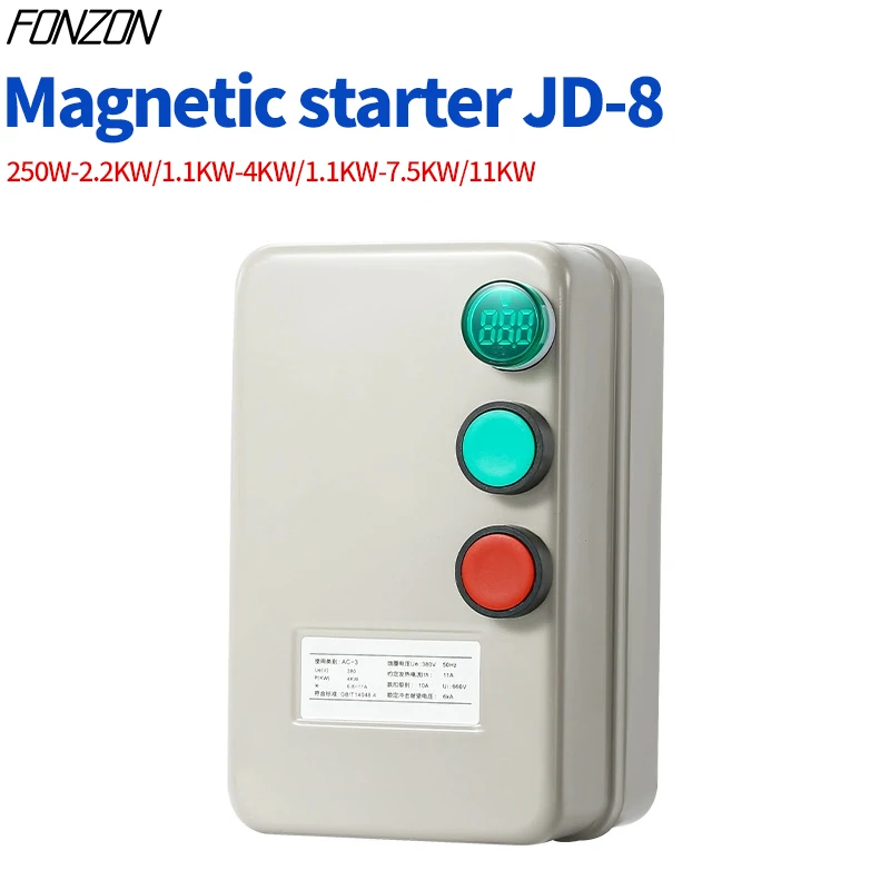 

Magnetic starter 0~11KW 380V QCX5 motor start switchmotor protector 32A motor start button switch Equipped with voltage light