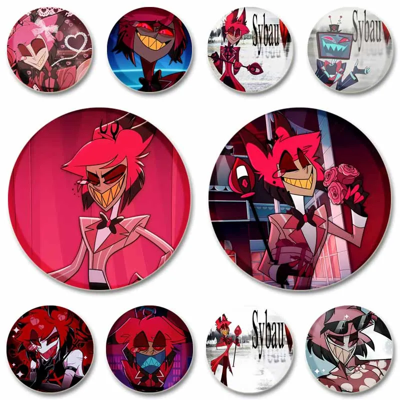 

Horror Anime Coin Brooch Cartoon Character Alastor Badge Handmade Round Enamel Pin on Bag Clothes Accessories Decoration Jewelry