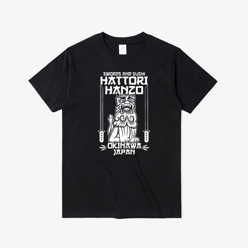 Neues, heißes Sommer-2025, neue Schwerter und Sushi-Streetwear-T-Shirt für Herren mit Hattori Hanzo-Aufdruck und Okinawa-Japan-Design, lässig