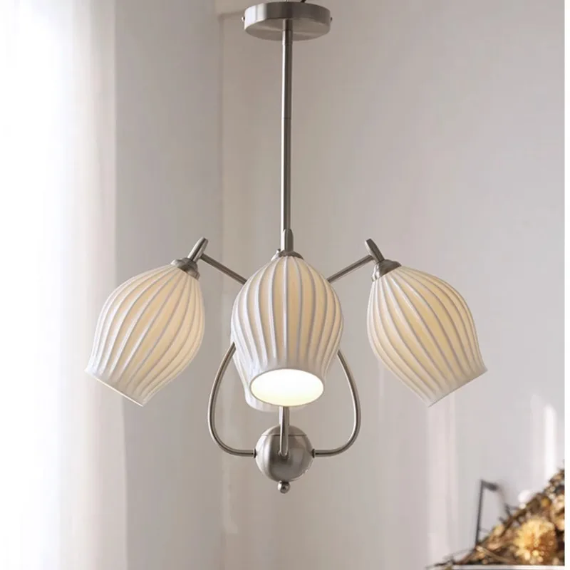 

French Retro Bauhaus Ceramic LED Chandelier Ceiling Light for Indoor Lighting Fixtures Pendant Lights Living Dining Room Bedroom