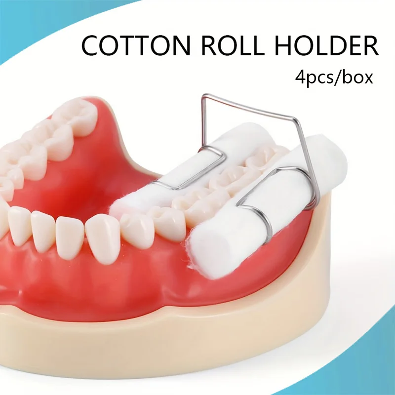 4pcs/Box Dental Cotton Roll Holder Clip Orthodontic Stainless Steel Tool Clinic Ortho Supplies Autoclavable Dental Material