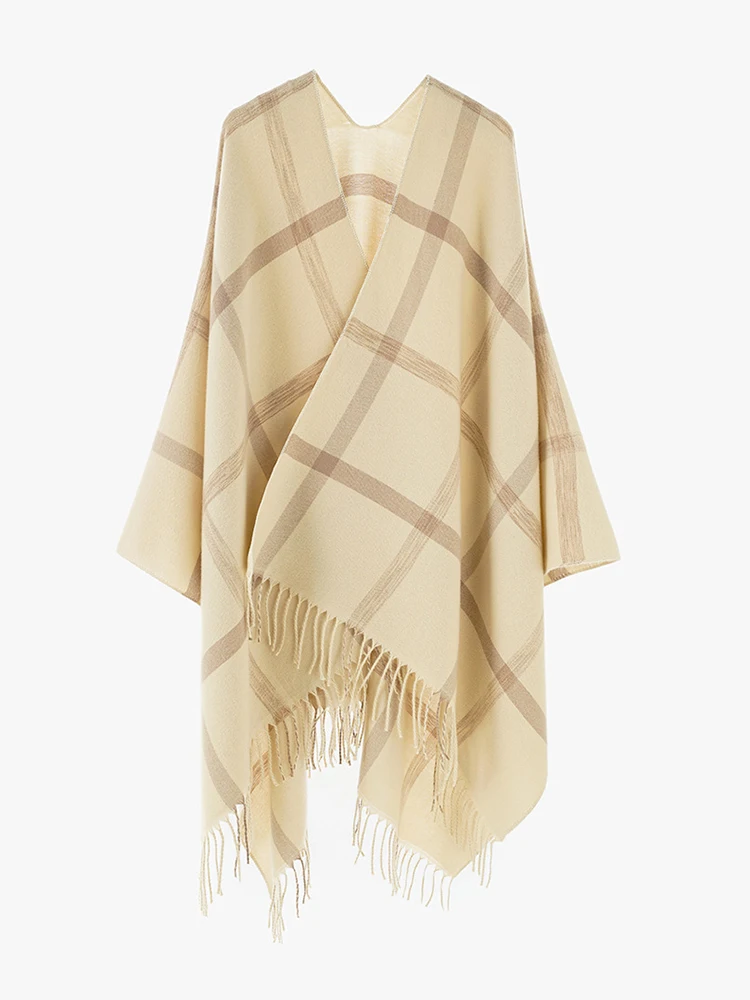 

New Elegant Lady Retro Plaid Print Tassel Women Scarf Autumn Winter Poncho Warm Femme Capa Para Mujer Pashmina Wrap Shawl Casual