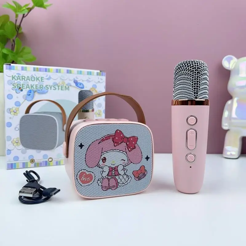 Sanrios Audio Hellokitty Kuromi Cinnamoroll śpiewający mikrofon Bluetooth bezprzewodowa domowa Ktv dla dzieci zbierająca plenerowe rozrywki