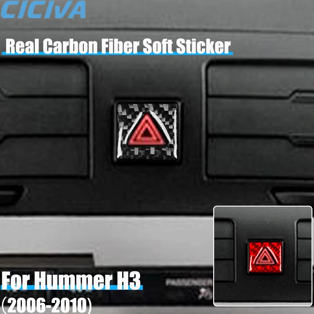 

Real Carbon Fiber Car Accessories Hazard Warning Light Decorative Trim Cover Soft Sticker For Hummer H3 2006 2007 2008 2009 2010