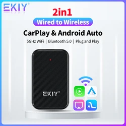 EKIY Adaptador sem fio para carro da Apple CarPlay Mini Box Dongle Auto Android Benz Audi Mazda Kia Toyota VW OEM 2 em 1