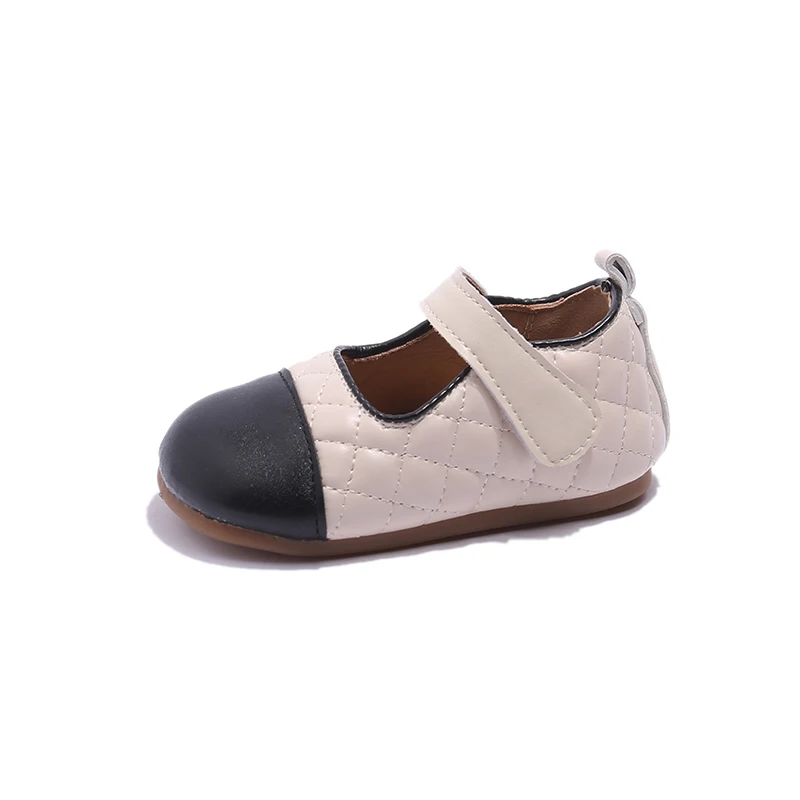 Zapatos antideslizantes para niñas, calzado de suela suave con punta redonda, color negro y beige, para primavera y otoño, talla 15-25