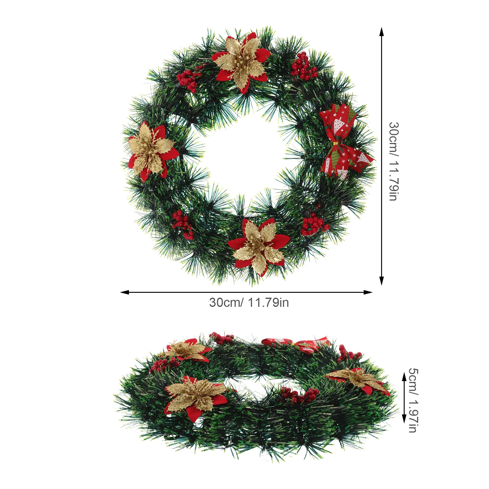البونسيتة الاصطناعية التوت الأحمر التوت عيد الميلاد الباب الأمامي الجدار شنقا الموقد نافذة الشرفة الزينة