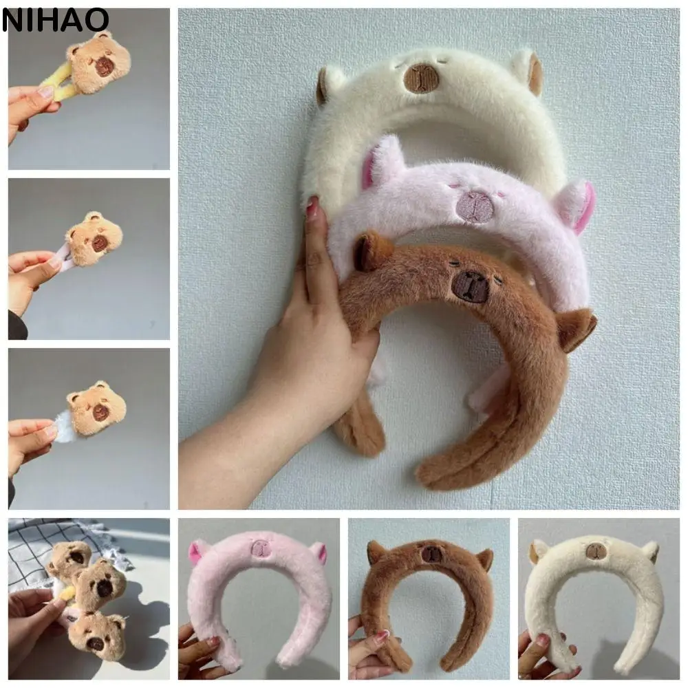

Повязка на голову с капибарой из полипропилена, мягкий обруч для волос, плюшевая заколка для волос с капибарой, заколка для волос, красочные аксессуары для волос с мультяшными животными, макияж