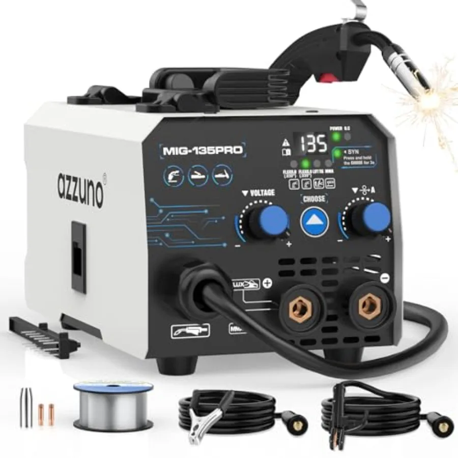 

Azzuno 3A Mig Welder 0V 3 Mig Welder Flux Core Welder/Lift Tig/Stick Welder Portable Wire Feed Welder Gasless Welding