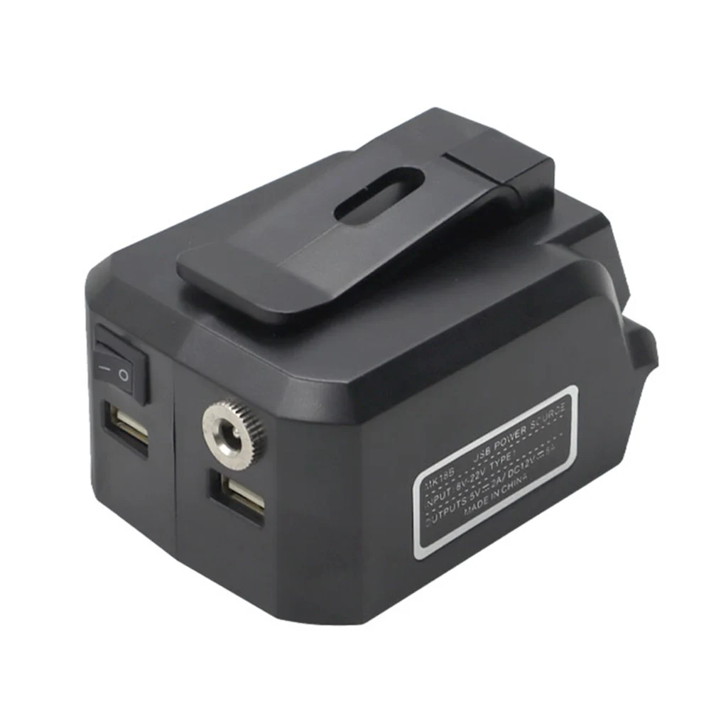 MK18B Battery Adapter 12V DC 5A Output Connector With Belt Clip Overload Protection For 18V Li-Ion Tools USB 5V 2A Charger