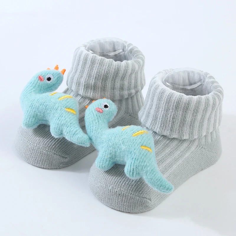 Cute Cartoon Dinosaur Baby Socks For Boys Girls Spring Summer Soft Cotton Anti Slip Solid Newborn Toddler Sock Kids Socken 0-12M