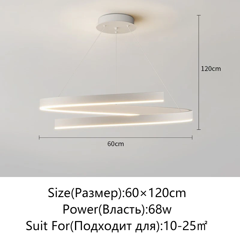 KAGU Spiralförmiger Kronleuchter in Schwarz/Weiß für Wohnzimmer, Esszimmer, Küche – runde Deckenbeleuchtungskörper, modern, für den Innenbereich, dimmbar, oberflächenmontiert 4