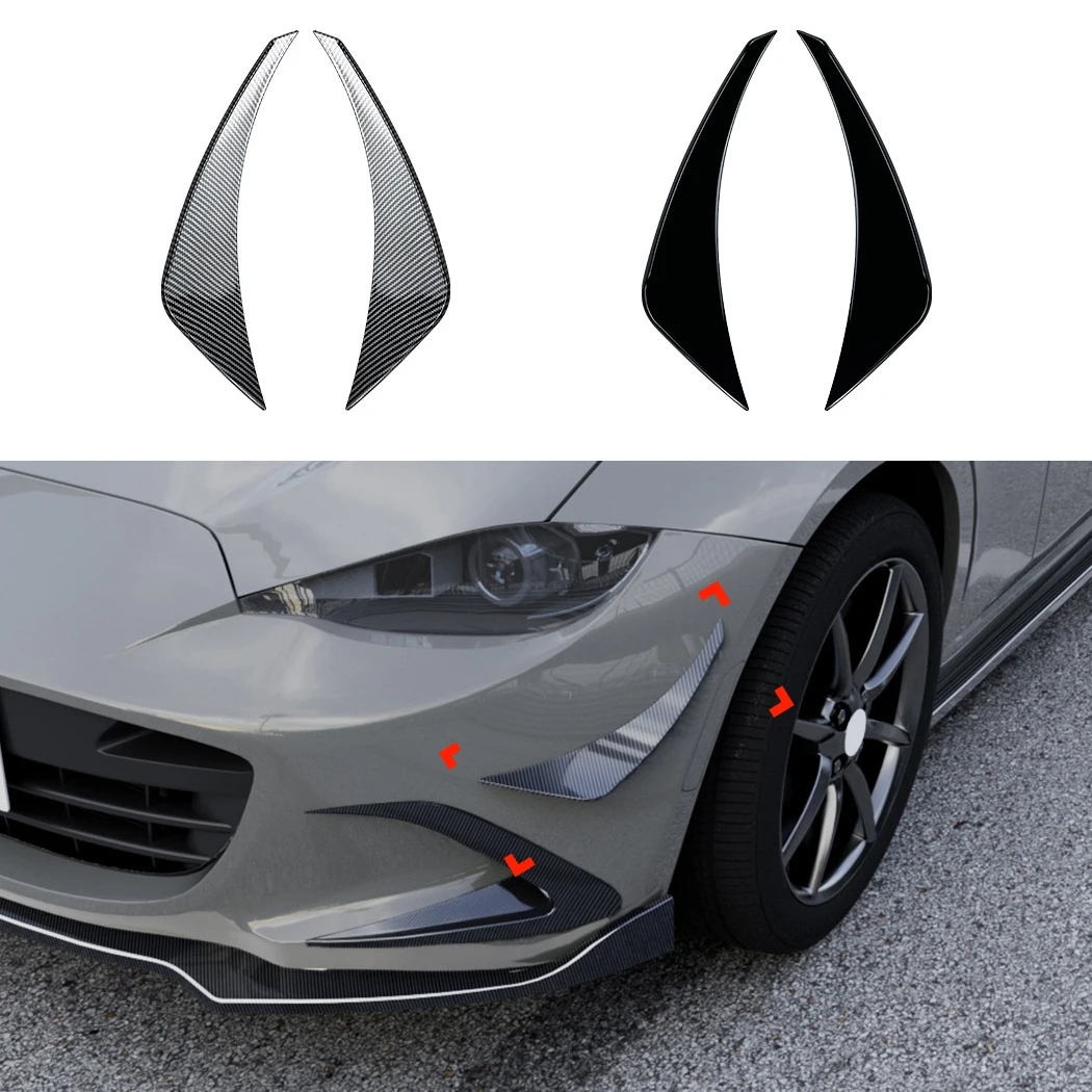 

Front Bumper Air Vent Cover Trim For Mazda Miata MX-5 ND 2016-2025 Glossy black/Carbon Fiber look Intake Frame Spoiler Splitter