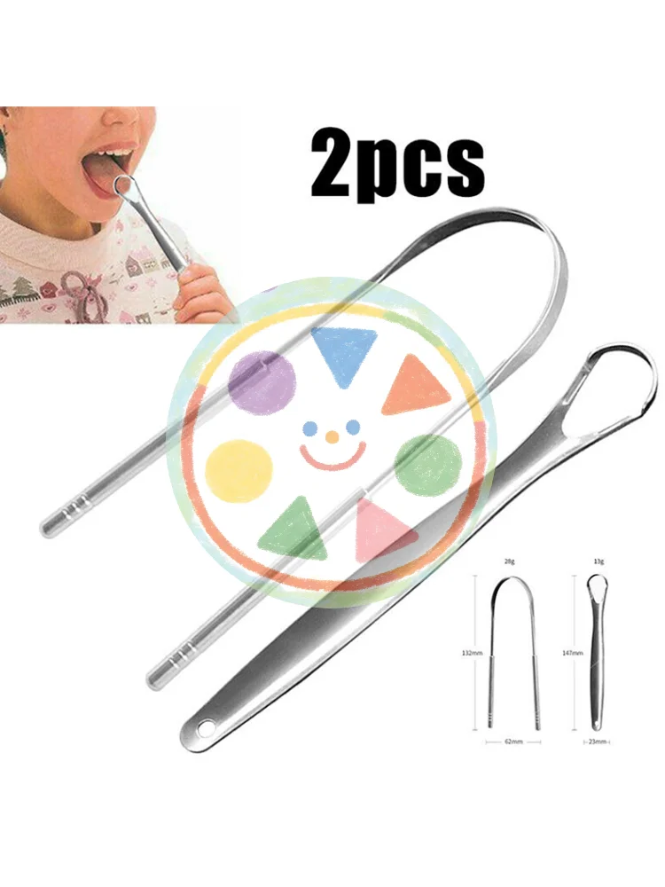 

~2PCS Tongue Scraper Stainless Steel Tongue Cleaner Oral Care Hygiene Scraper~