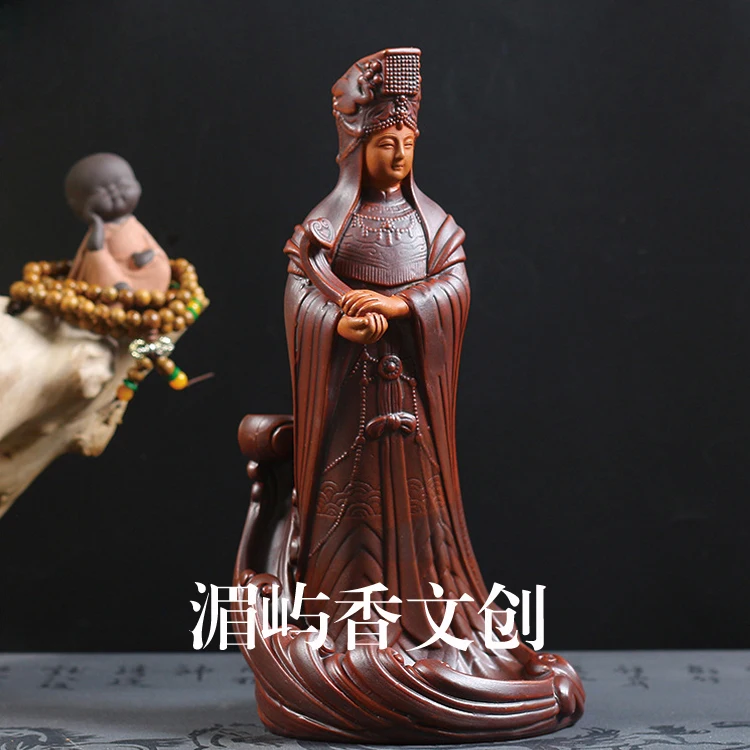 22CM Home family Safe good luck Effective -handmade Ceramic Goddess of the Sea Mazu Meizhou Matsu Decorative Buddha