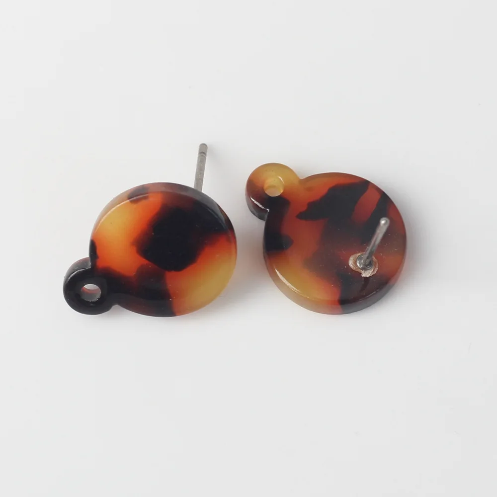 10pcs Diy Leopard Print Earrings Base Acrylic Round Stud Earrings Connectors Earring Settings Handmade Jewelry Making Findings