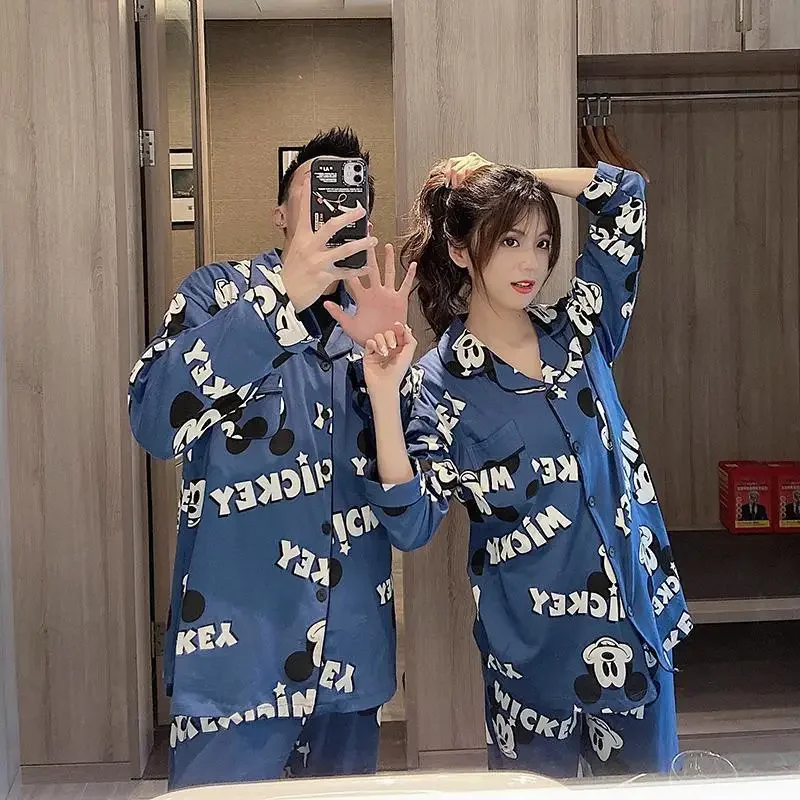 Disney Mickey autumn new couple pajamas cartoon Mickey Mouse long-sleeved fashion animation loungewear suit