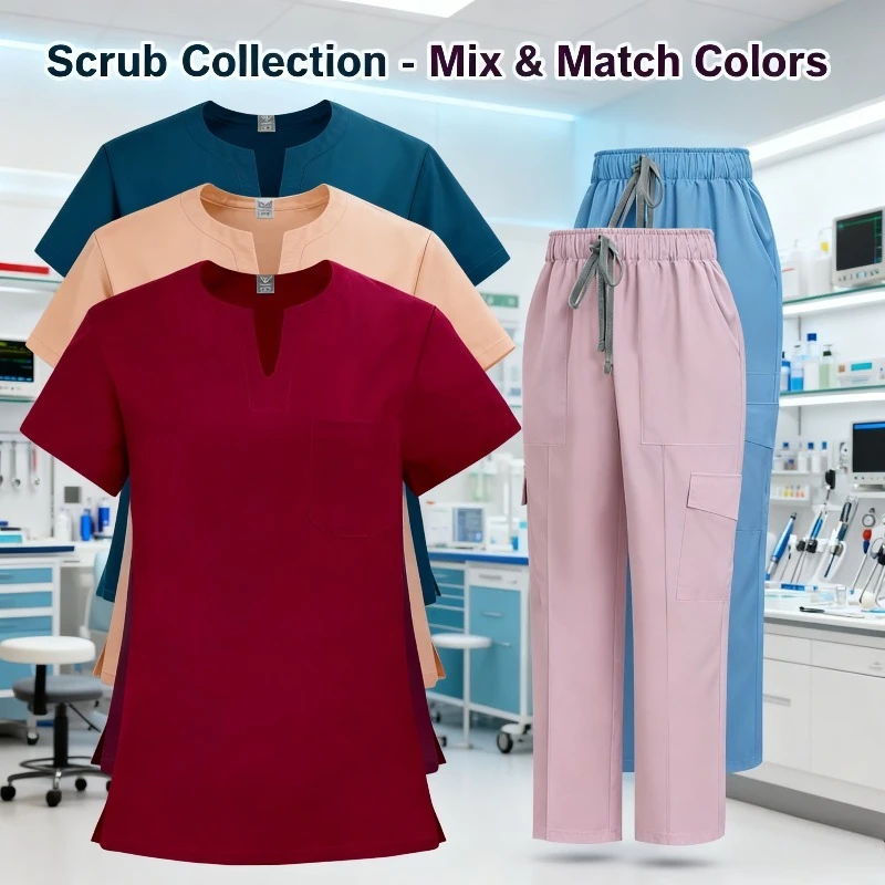 Thin Quick Drying Loose Elastic Casual Comfortable Straight Leg Pants Doctor Nurse Two Piece Overalls Set