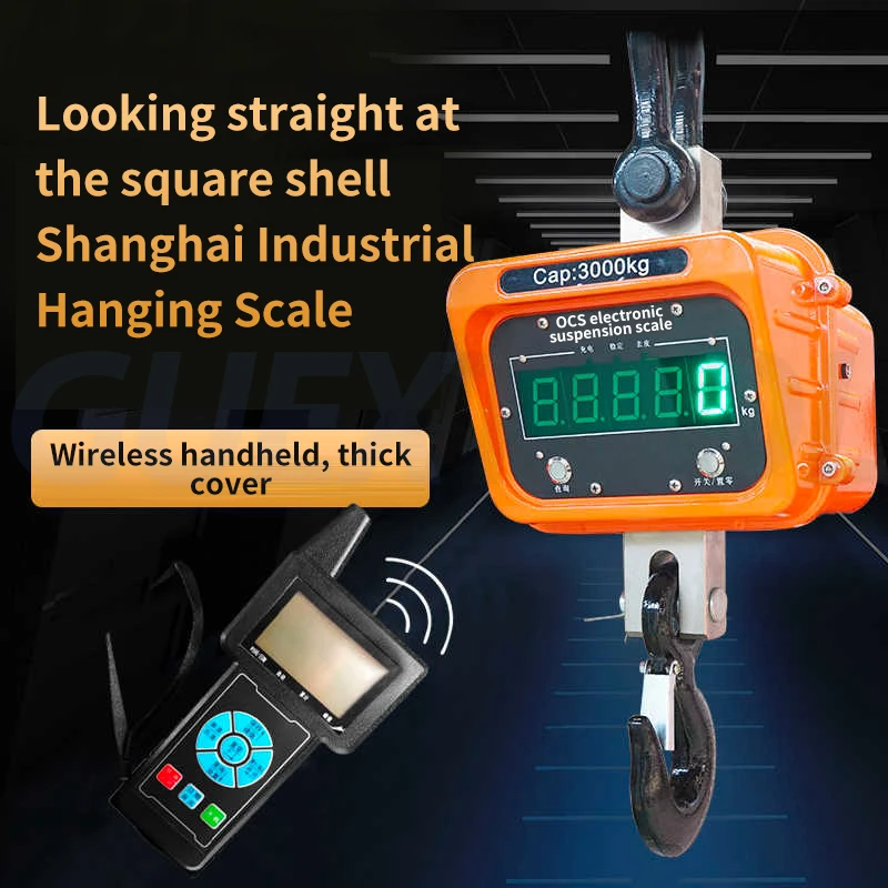 1000KG Electronic Hanging Scale LCD Digital Hoist Steelyard Industrial Grade Weighing Meter Tools Heavy Duty Weight Hook Crane