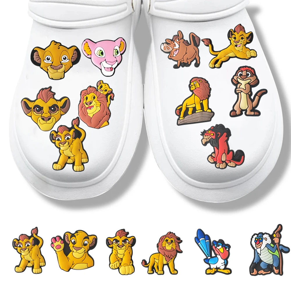 16pcs Lion King Anime Cartoon Shoe Charms PVC Decor for Clogs Bubble Slides Garden Sandals Kids Party Birthday Gifts