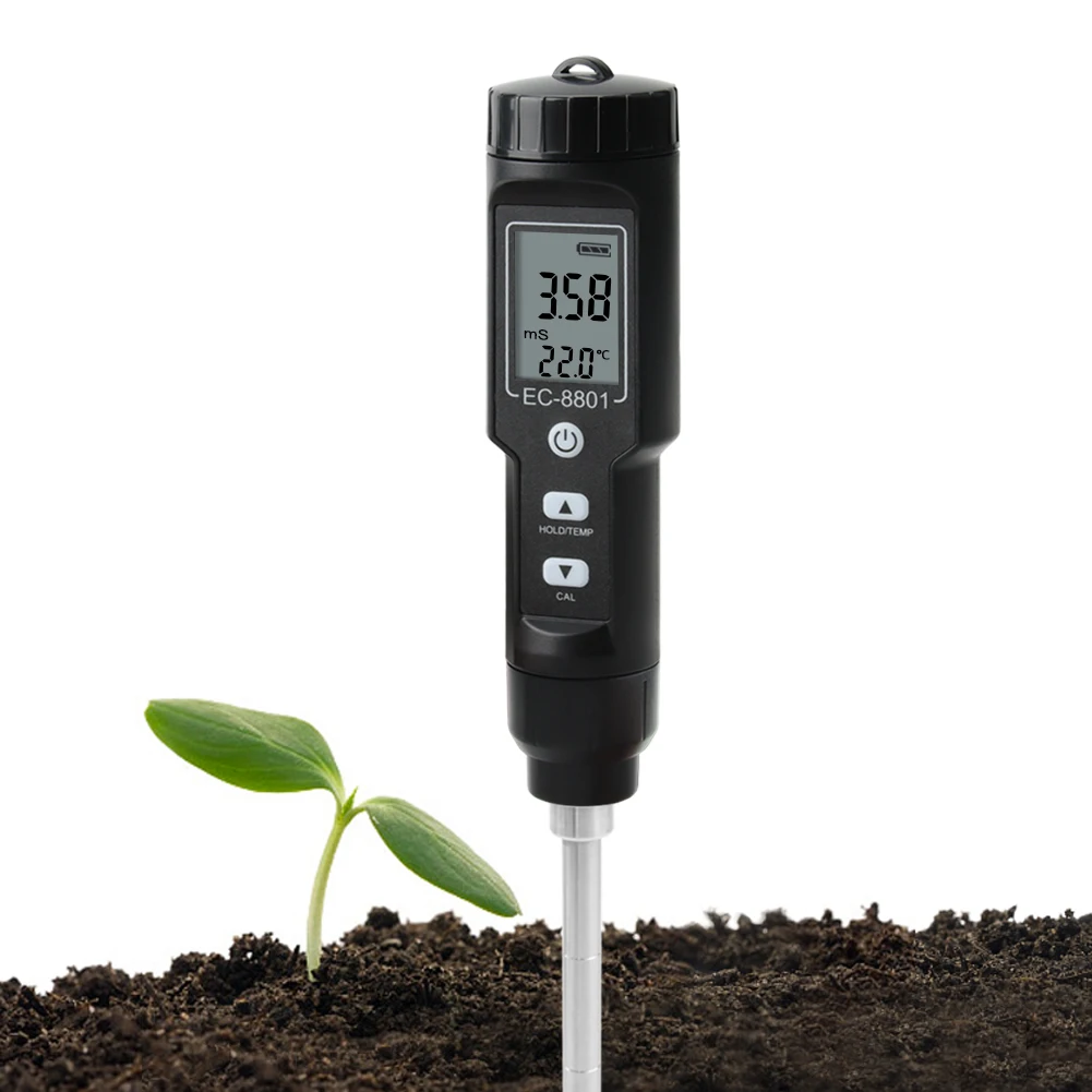 China supply digital LCD display for garden planting EC soil waterproof Temperature tester 2 in 1