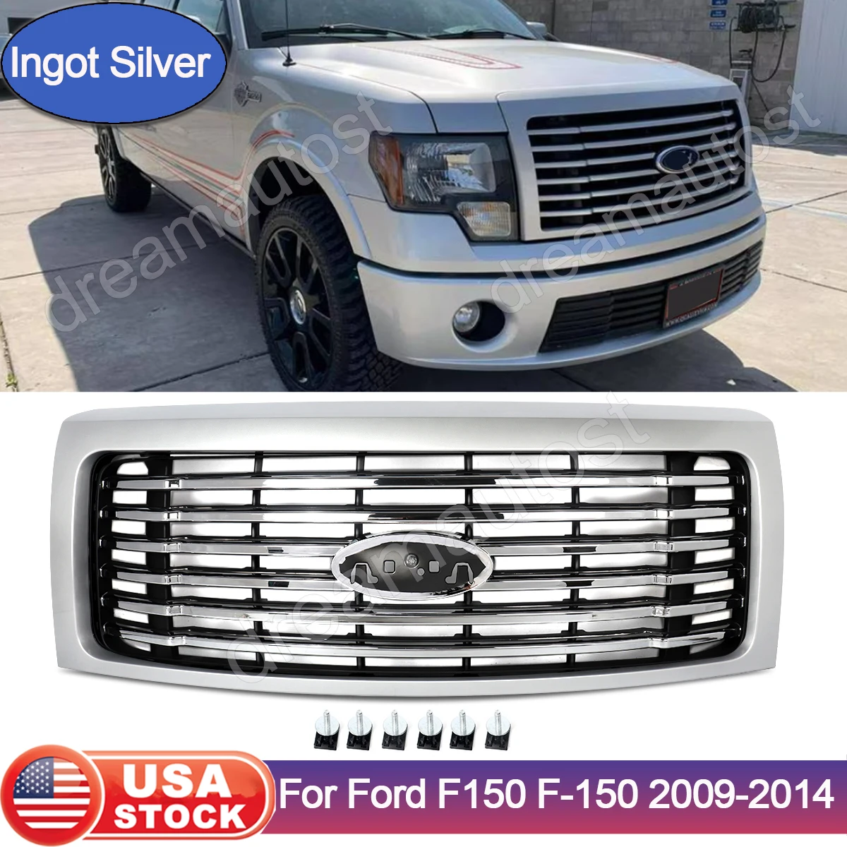 Magickit Front Bumper Racing Grille AL3Z8200DPTM For Ford F-150 F150 2009-2013 2014 Lariat Platinum STX Harley-Davidson FX4 FX2